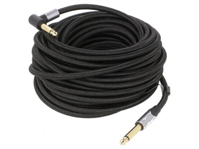 Cablu Jack 6,35mm plug, Jack 6,35mm unghiular plug 10m negru foto