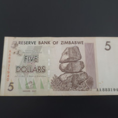 Bancnota 5 Dolari Zimbabwe