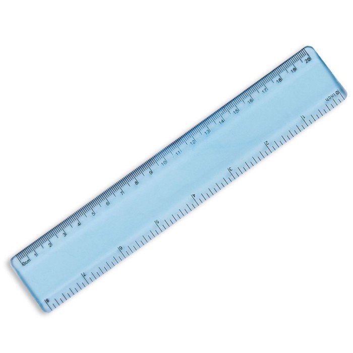 Riglă Clasică, Albastru, 20cm, Plastic, Transparentă