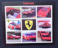TURKMENISTAN- MASINI FERRARI-8v+1vg.in 1 coala mica,-MNH** -TU PLR 60