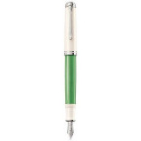 STILOU SOUVERAN M605 PENITA M CORP GREEN-WHITE ACCESORII PLACATE CU ARGINT, Pelikan