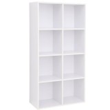 VASAGLE Biblioteca, raft cu 8 unitati de depozitare, pentru living, din lemn, 30x130x66cm, alb Household NewTrend