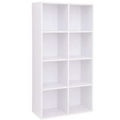VASAGLE Biblioteca, raft cu 8 unitati de depozitare, pentru living, din lemn, 30x130x66cm, alb Household NewTrend