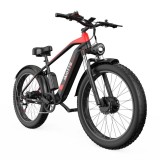 Bicicleta Electrica DUOTTS F26, 26 inch, 1500W (750W*2), Baterie 48V 17.5Ah, Anvelope Grasime, Frane Hidraulice, Negru/Rosu