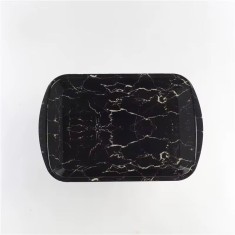 Tava din plastic dur, 33x22,5 cm , model marmura neagra cu alb efect lucios