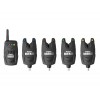 Set Avertizori Pescuit Wireless Delphin DIVER 4+1, Statie, 4 Avertizori, 9V, Raza 150m, Volum/Ton Reglabil, Vibratii, LED-uri