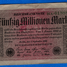 (1) BANCNOTA GERMANIA - 50 MILLIONEN MARK 1923 (1 SEPTEMBRIE 1923) - UNIFATA