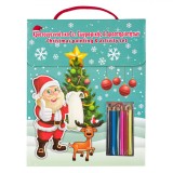 Set Activități Crăciun, 3 Cărți Autocolante și 6 Creioane Colorate, Multicolor, Oem