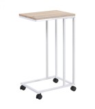 Masuta laterala cu role, Natur/Alb, 40 x 30 x 65/70 cm