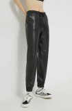 Abercrombie &amp; Fitch pantaloni femei, culoarea negru, high waist
