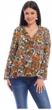 Bluza Dama Pliu cu Imprimeu Floral Maro - XL