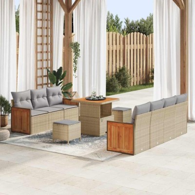 vidaXL Set de canapele pentru grădină 10 pcs Bej și gri deschis 3365217 foto