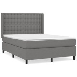 Cumpara ieftin Pat box spring cu saltea, gri inchis, 140x200 cm, textil