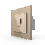 Priza USB-A + USB-C cu Rama Din Sticla LIVOLO - Serie Noua SmartElectro IntelligentHouse
