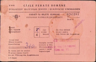 A1010 Bilet CFR Timișoara-Berlin, 1977 foto