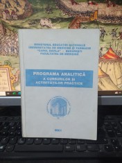 Programa analitică a cursurilor și activităților practice, Medicină, 2001, 152