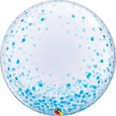 Balon Deco Bubble - Confetti Albastre - 24&amp;quot;/61 cm, Qualatex 57789 foto