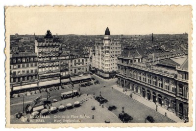 AD 1026 C. P. VECHE -BRUXELLES -COIN DE LA PLACE ROGIER -BELGIA -MASINI DE EPOCA foto