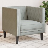 Gossi fotoliu chesterfield, gri deschis, catifea