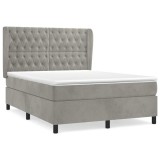 Cumpara ieftin Pat box spring cu saltea, gri deschis, 140x200 cm, catifea