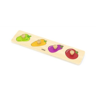 Puzzle Montessori cu maner, Legume, Viga foto
