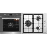Pachet Samus Cuptor incorporabil SC626GDX9 GRAY, 75 L, 2800 W, 9 functii + Plita incorporabila PSG-63SX1, 3 arzatoare pe gaz, Inox