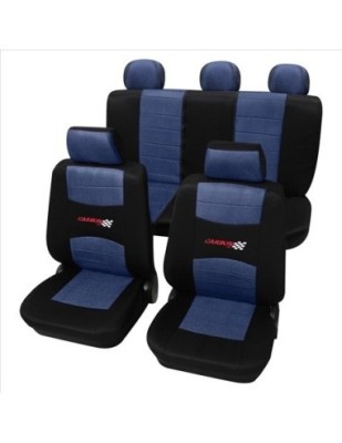 Set Huse Scaun Universale Carbon Petex Albastru-Negru foto