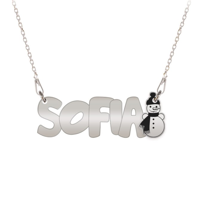 Snowman - Colier pentru copii din argint 925 personalizat cu nume