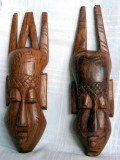 Capete africane Senegal (tip 1), set 2 sculpturi tribale din lemn, altorelief