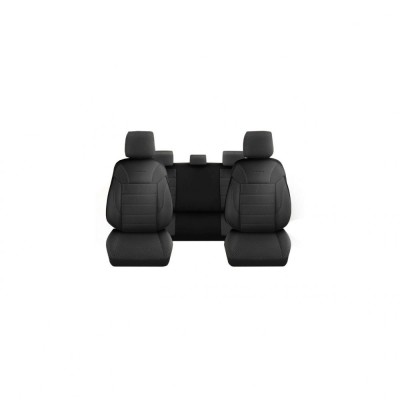 Set Huse Scaune Auto pentru Fiat 500 - DeluxeBoss Classico, bancheta rabatabila fractionata, 11 piese, negru - gri foto