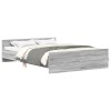 Cadru de pat cu tablie la cap/picioare, gri sonoma, 135x190 cm