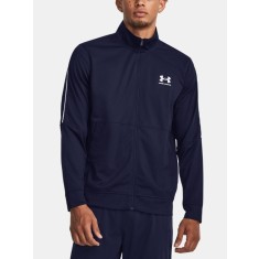 Bluza sport barbati UA Pique Track cu imprimeu cu logo, Bleumarin, S