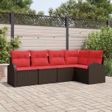 vidaXL Set de canapele pentru grădină 5 pcs Maro poliratan 3346044