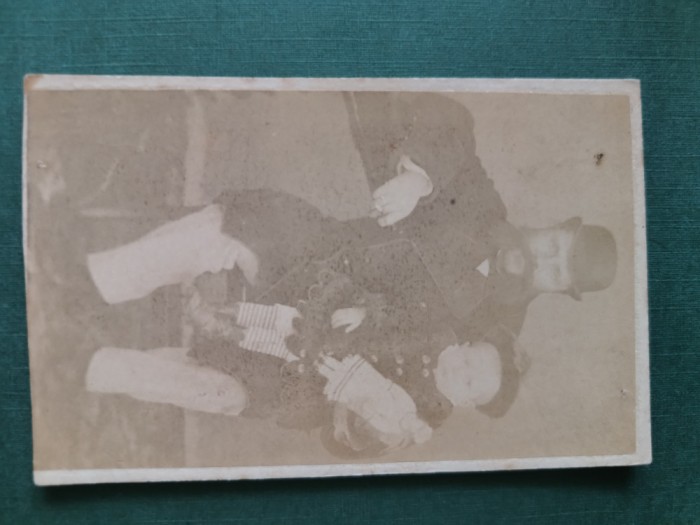 Fotografie Visit Portrait , domn cu fiul , anii 1900 ,dimensiuni 11cm x 6 cm .