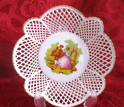 FARFURIE COS COSULET PORTELAN IMPLETIT LUCRAT MANUAL DECOR FRAGONARD 20 CM foto