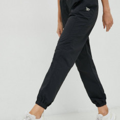 Reebok Classic pantaloni de trening femei, culoarea negru, neted