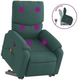 Cumpara ieftin Fotoliu rabatabil de masaj, cu ridicare, verde inchis, textil