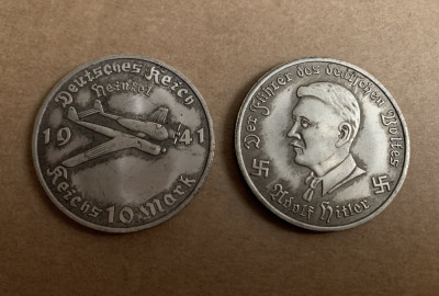 moneda 10 reichsmark 1941 Adolf Hitler Luftwaffe Germania nazista comemorativa foto