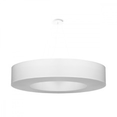 Candelabru Saturn Alb, Tesatura/Pvc/Otel, 8 Becuri Rotunde Minimalist De Interior