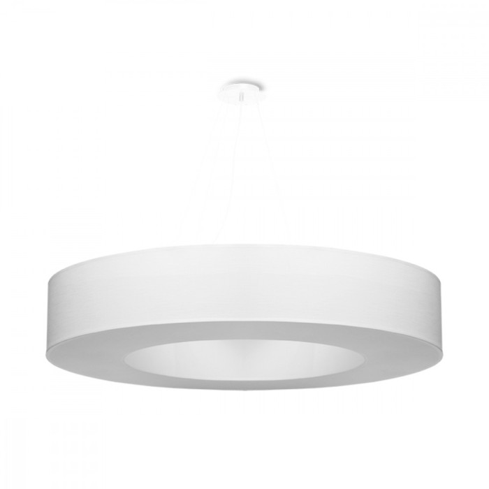 Candelabru Saturn Alb, Tesatura/Pvc/Otel, 8 Becuri Rotunde Minimalist De Interior