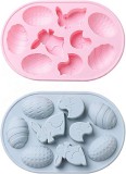 Set de 2 forme pentru prajituri XYDZ, silicon, albastru/roz, 22, 9 x 15 cm