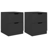 Cumpara ieftin Dulapuri noptiera, 2 buc., negru, 40x40x50 cm, lemn prelucrat