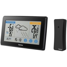 Statie meteo Hama Touch, Termometru, Higrometru, Ceas DCF Radio, Prognoza vreme, Negru