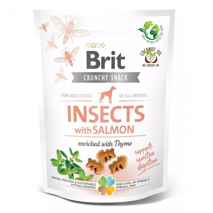 Brit Care Dog Crunchy Cracker Insecte cu Somon &amp;amp; Cimbru 200 g