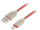 Cablu USB 2.0 A la Micro B, Aurit, 1m, Roșu, Gembird