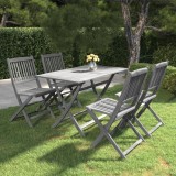 VidaXL Set mobilier de grădină, 5 piese, gri, lemn masiv de acacia