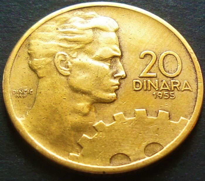 Moneda 20 DINARI / DINARA - RSF YUGOSLAVIA, anul 1955 *cod 4676