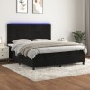 VidaXL Pat cu arcuri, saltea și LED, negru, 180x200 cm, catifea 3136019