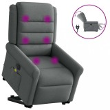 VidaXL Fotoliu electric masaj rabatabil cu ridicare, gri &icirc;nchis textil