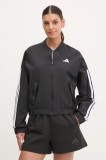 adidas geaca bomber Essentials femei, culoarea negru, de tranzitie, oversize, JD5317
